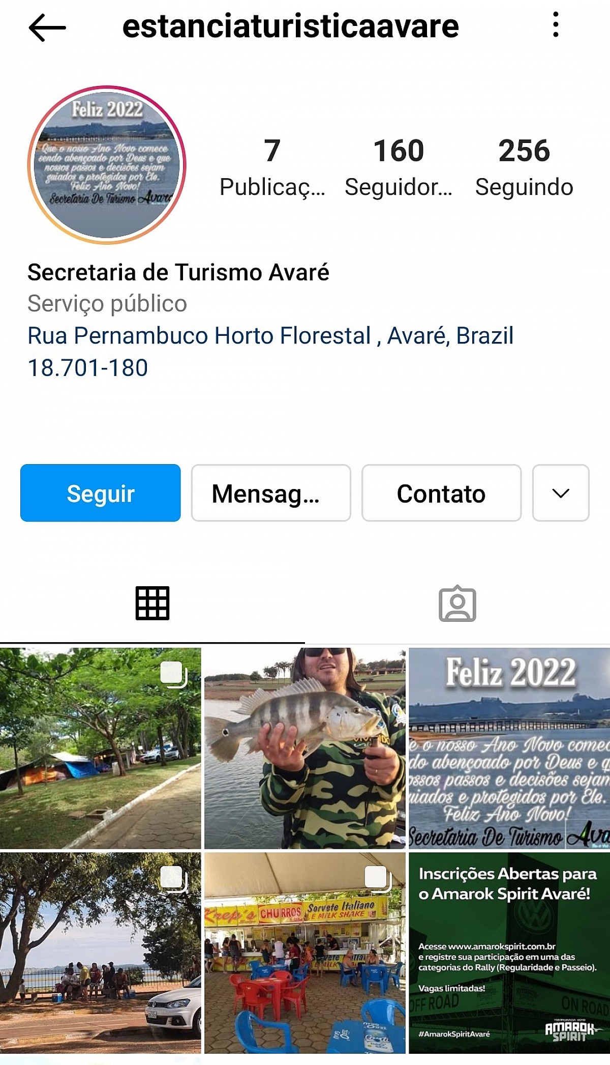 Perfil no Instagram divulga a Estância Turística de Avaré