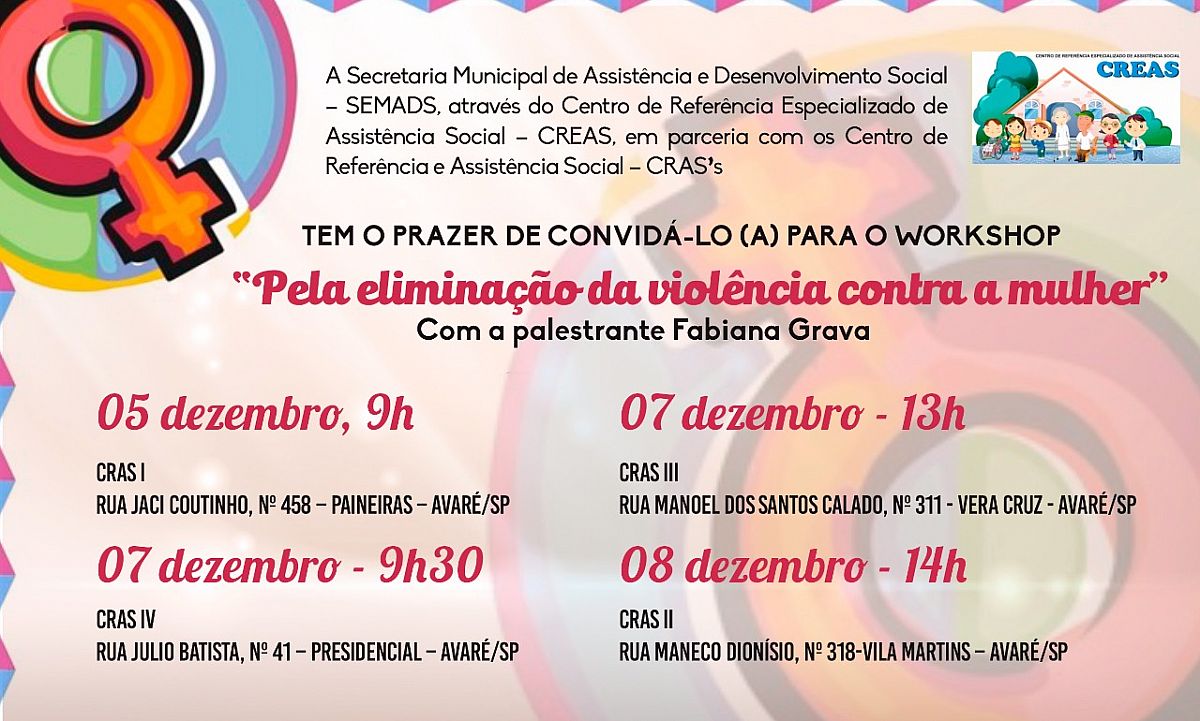 Workshop  “Pela eliminação da violência contra a mulher”