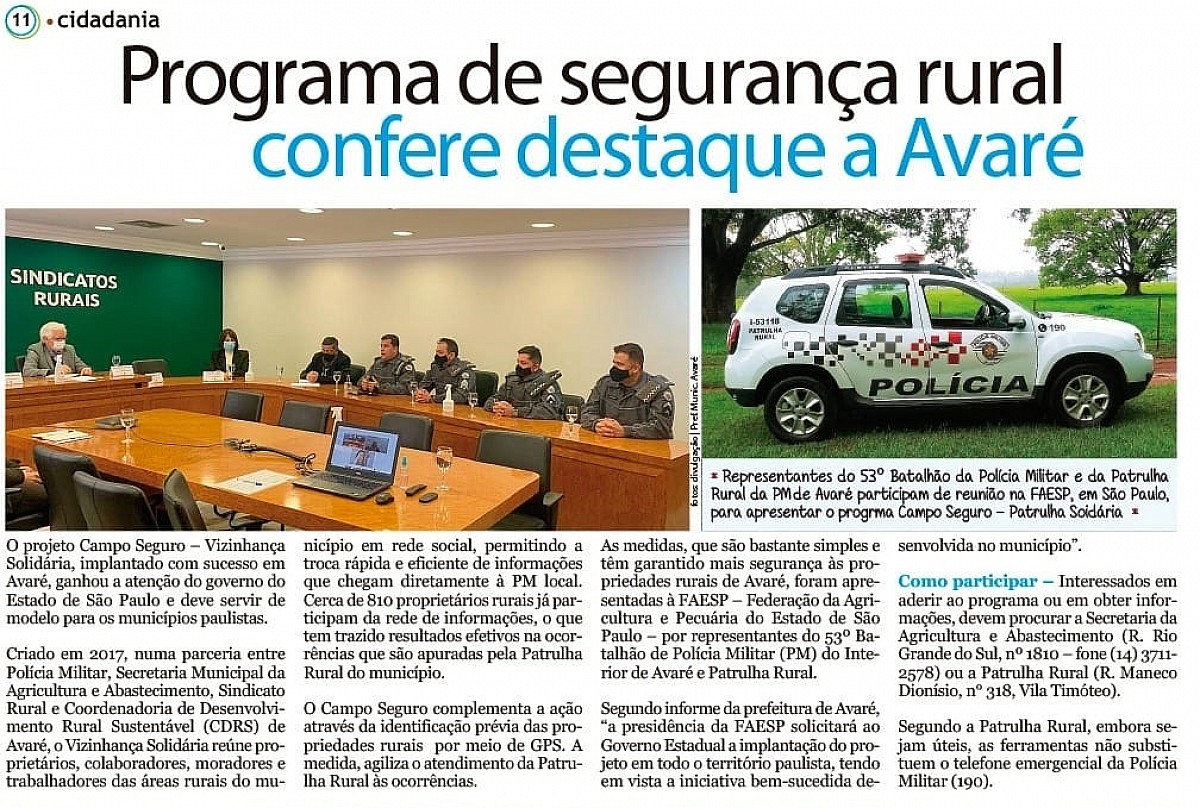 Ações de Avaré sobre sustentabilidade e segurança no campo são destaque na região