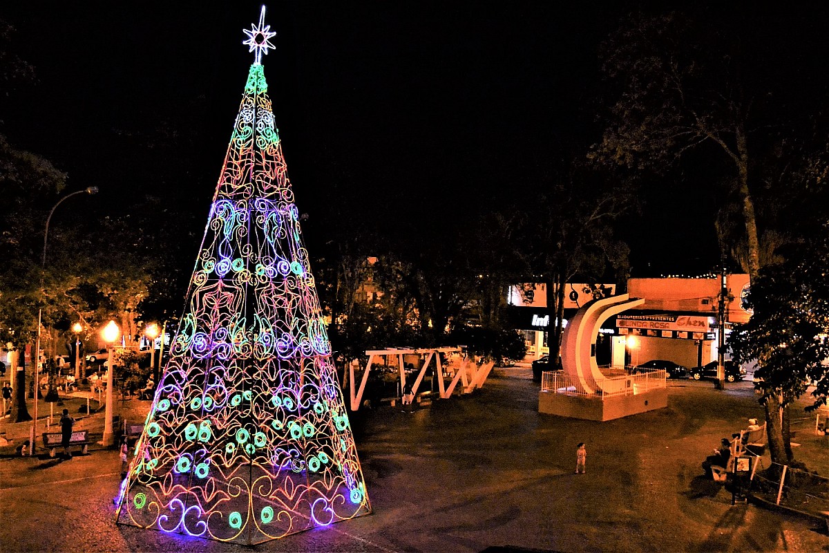 Árvore de Natal gigante é atração no Largo São João