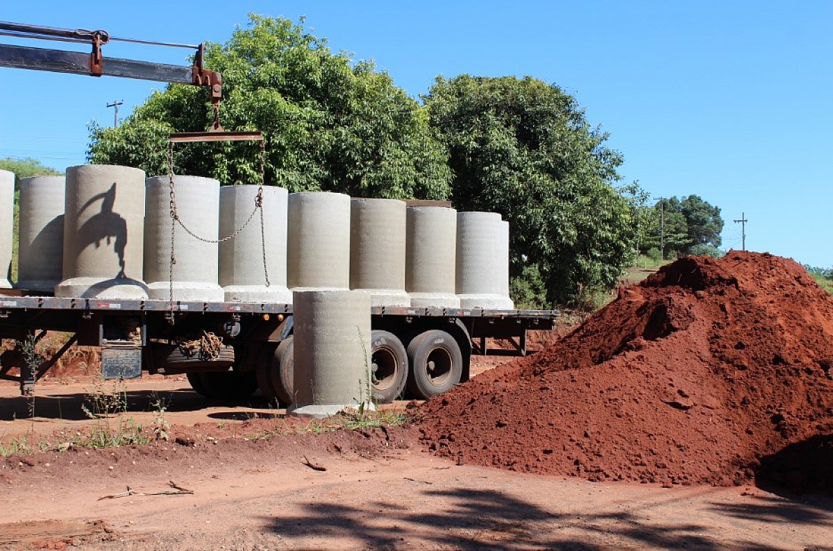 Obras de pavimentação da Avenida Santa Bárbara