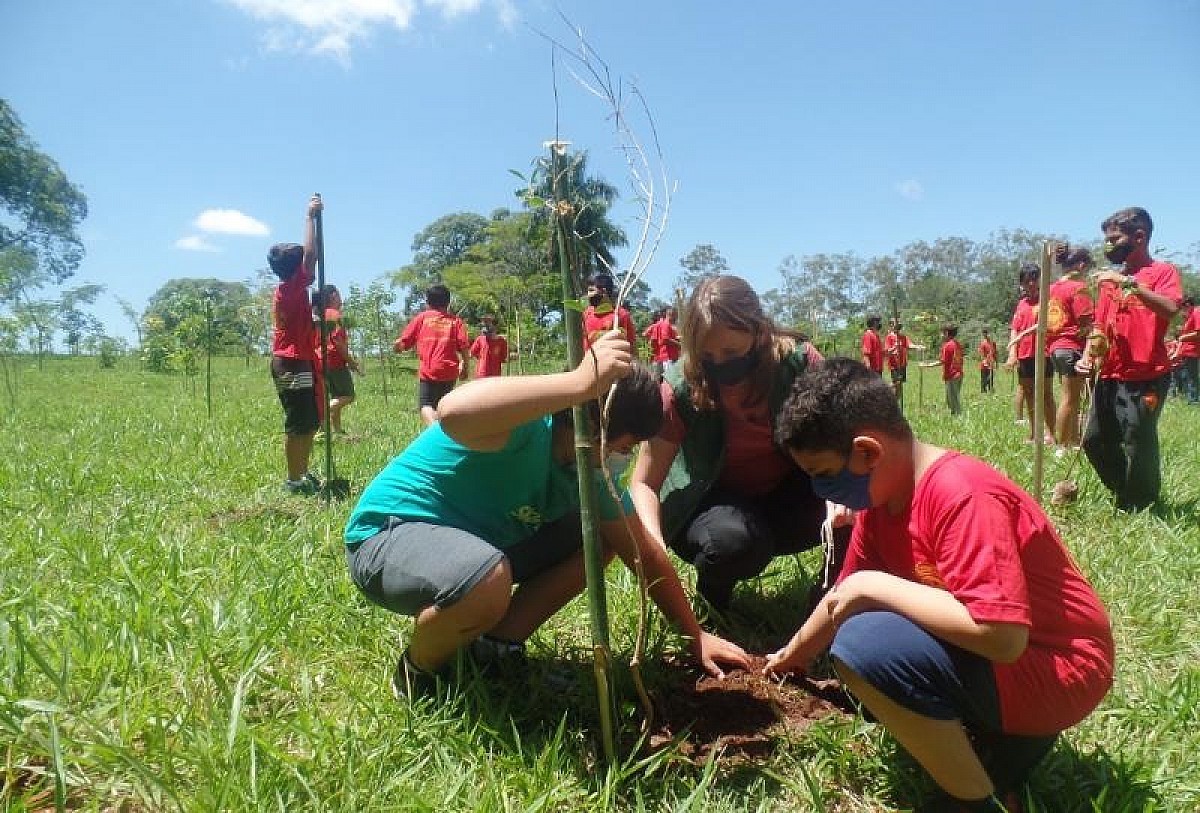 Alunos de projeto social participam do plantio de mudas nativas no Horto