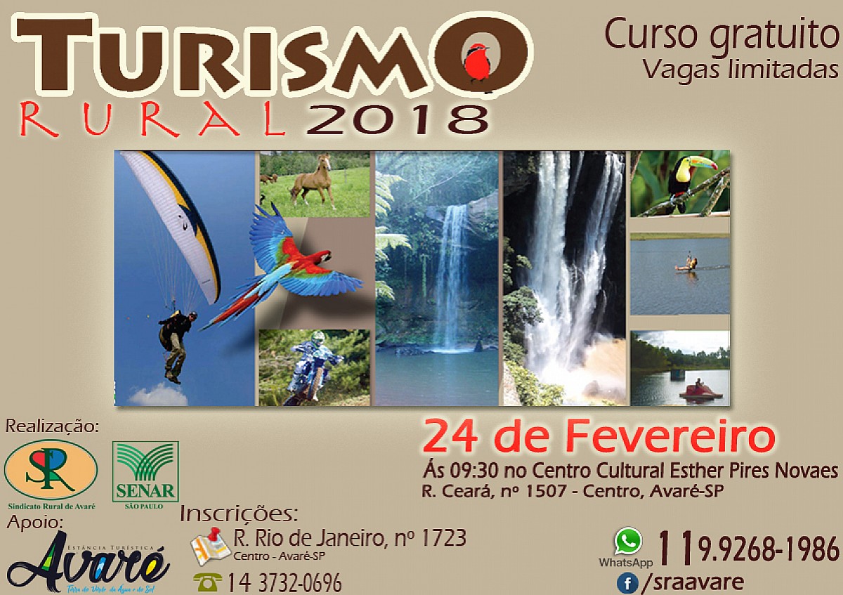 Inscrições abertas para o curso de Turismo Rural