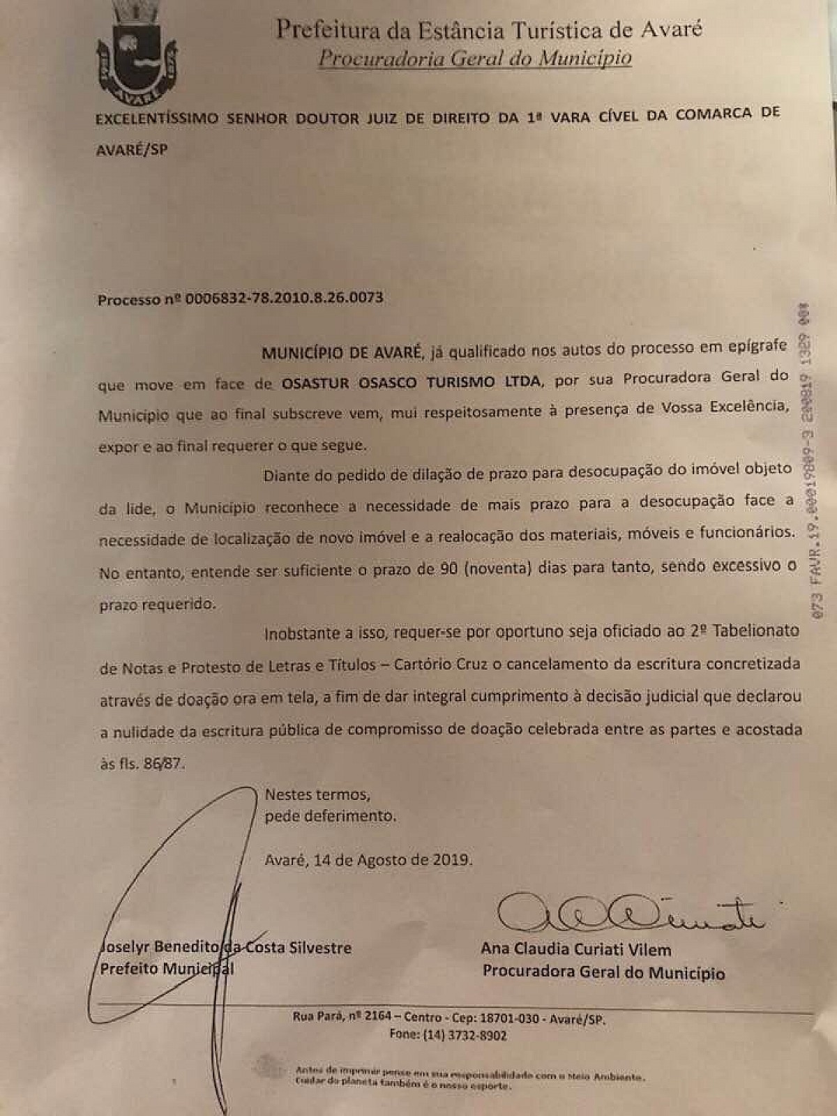 Procuradoria solicita cancelamento de escritura da Osastur