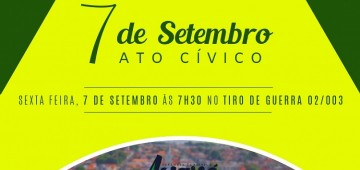 Ato Cívico de 7 de Setembro acontece nesta sexta-feira