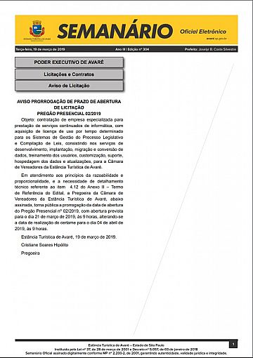 Semanário Oficial - Ed. 304