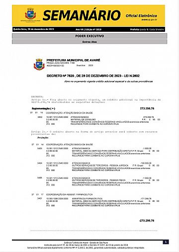 Semanário Oficial - Ed. 1819