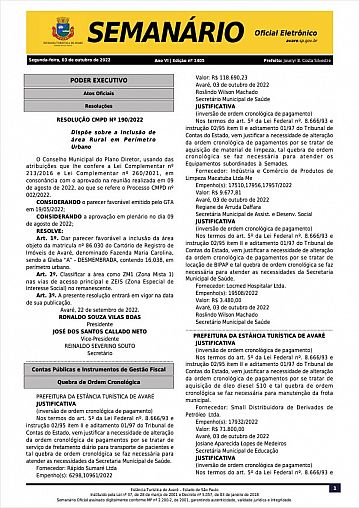 Semanário Oficial - Ed. 1405