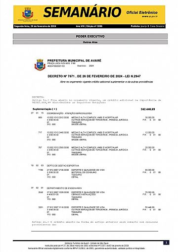 Semanário Oficial - Ed. 1886