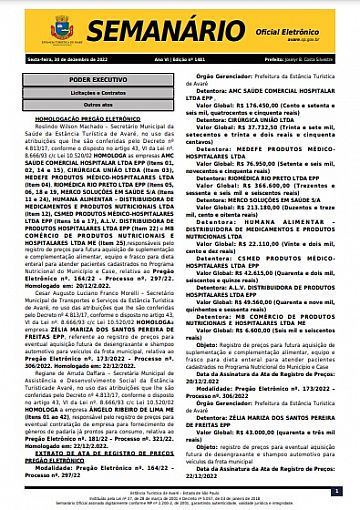 Semanário Oficial - Ed. 1481