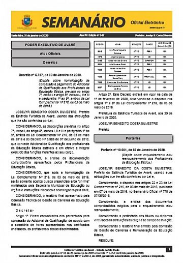 Semanário Oficial - Ed. 547