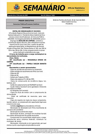 Semanário Oficial - Ed. 1603