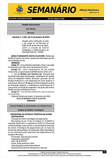 Semanário Oficial - Ed. 1833