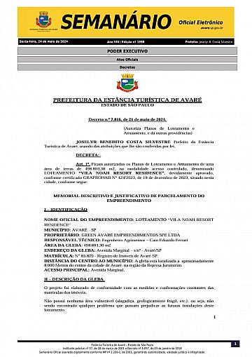 Semanário Oficial - Ed. 1998
