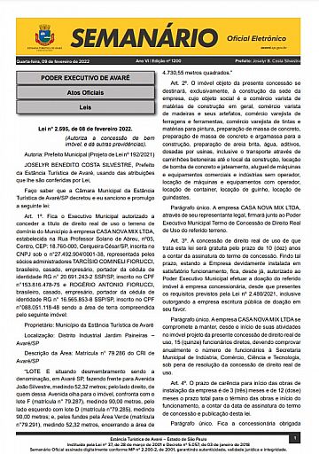 Semanário Oficial - Ed. 1200
