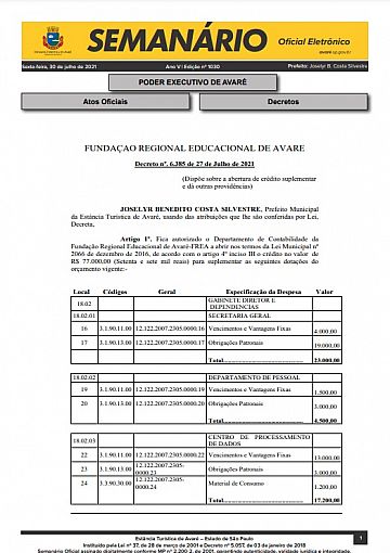 Semanário Oficial - Ed. 1030