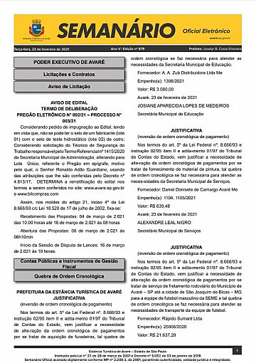 Semanário Oficial - Ed. 879
