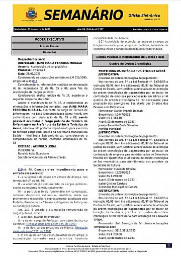 Semanário Oficial - Ed. 1537