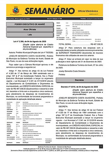 Semanário Oficial - Ed. 704