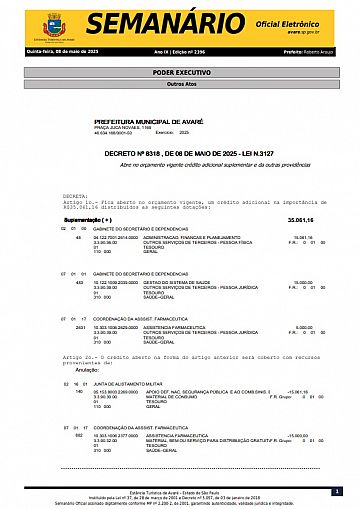 Semanário Oficial - Ed. 2396