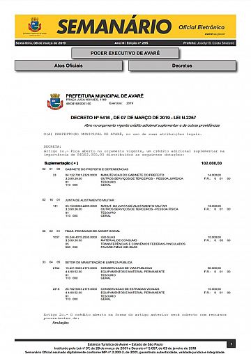 Semanário Oficial - Ed. 295