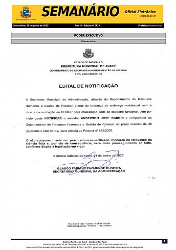 Semanário Oficial - Ed. 2433