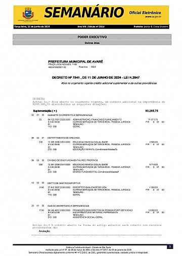 Semanário Oficial - Ed. 2014