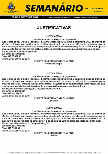 Semanário Oficial - Ed. 189