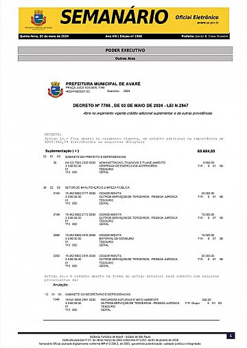 Semanário Oficial - Ed. 1968