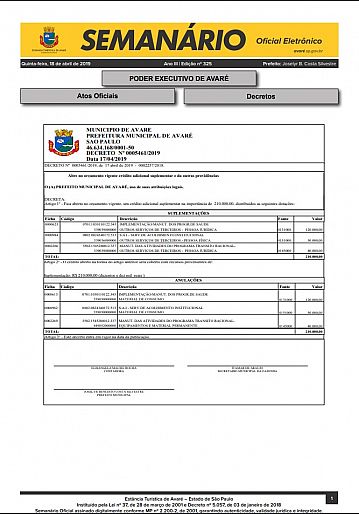Semanário Oficial - Ed. 325