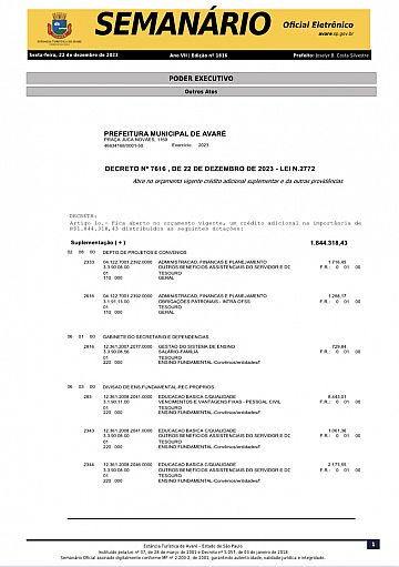 Semanário Oficial - Ed. 1816