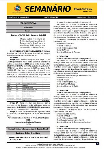 Semanário Oficial - Ed. 1237