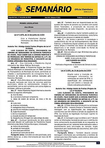 Semanário Oficial - Ed. 2021
