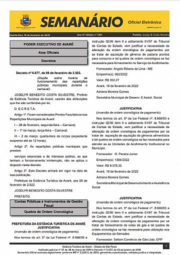 Semanário Oficial - Ed. 1201