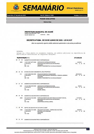 Semanário Oficial - Ed. 2458