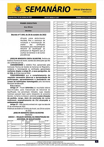 Semanário Oficial - Ed. 1427