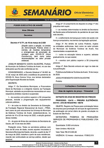 Semanário Oficial - Ed. 580