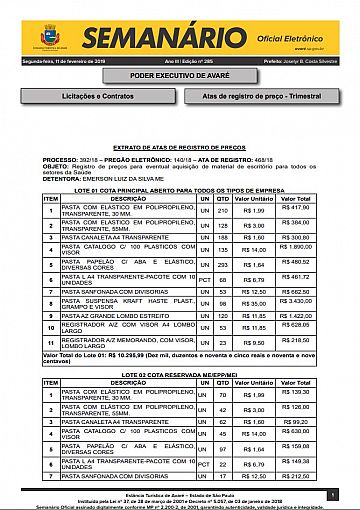 Semanário Oficial - Ed. 285