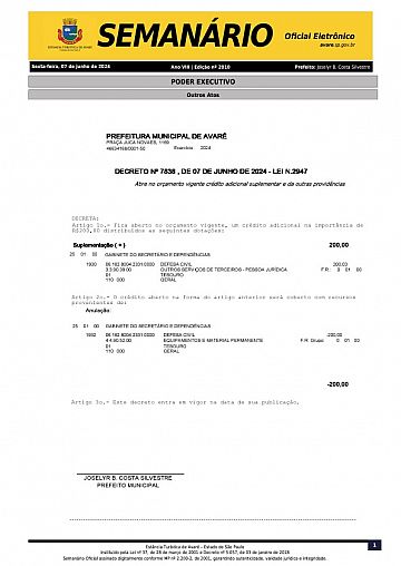 Semanário Oficial - Ed. 2010