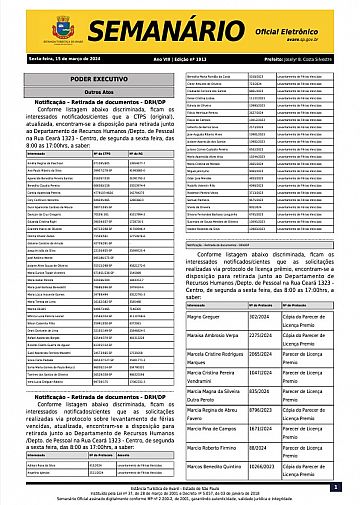 Semanário Oficial - Ed. 1913