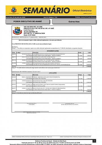 Semanário Oficial - Ed. 701