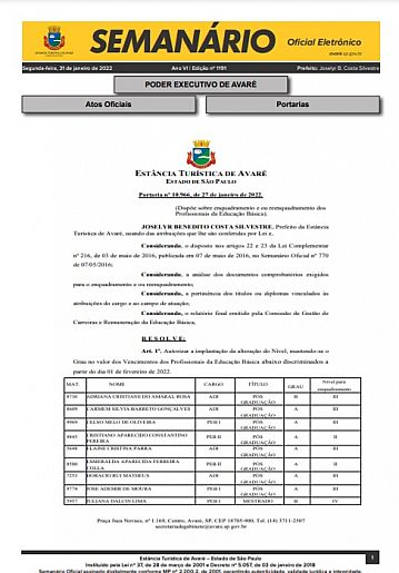 Semanário Oficial - Ed. 1191