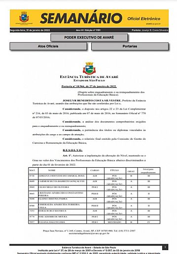 Semanário Oficial - Ed. 1191