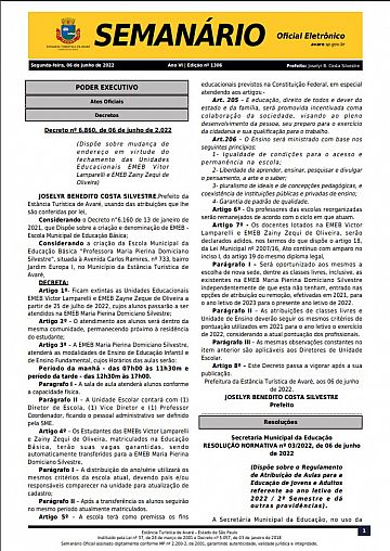 Semanário Oficial - Ed. 1306