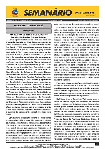 Semanário Oficial - Ed. 492