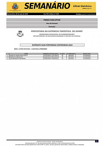 Semanário Oficial - Ed. 2003