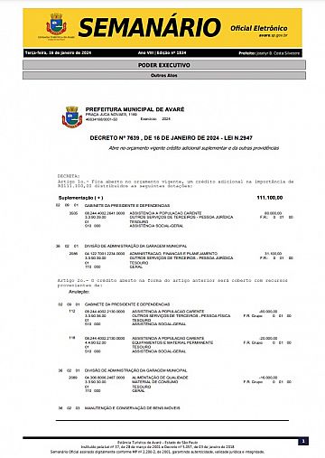 Semanário Oficial - Ed. 1834