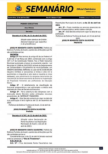 Semanário Oficial - Ed. 1261