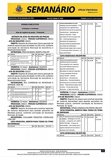 Semanário Oficial - Ed. 1818