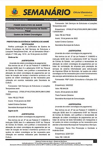 Semanário Oficial - Ed. 1182